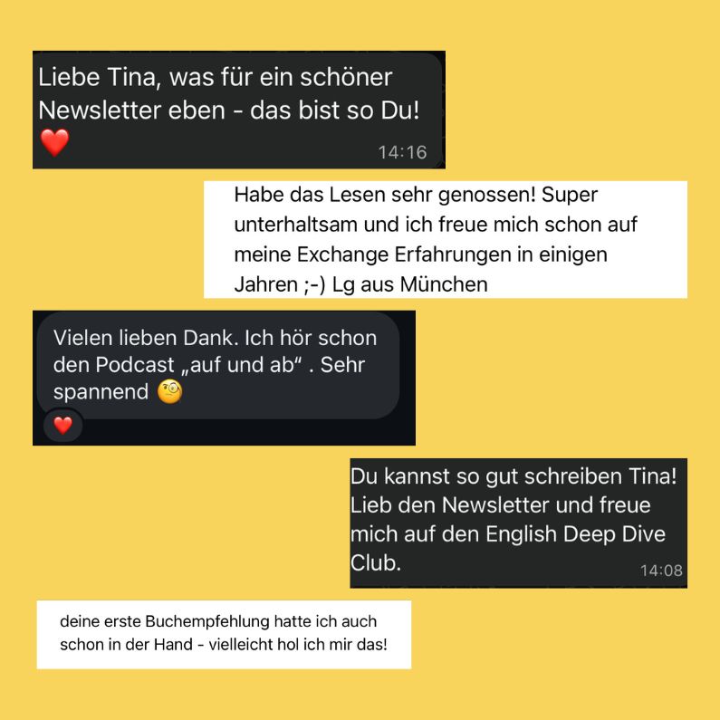 Englisch Newsletter Tina Busch Feedback